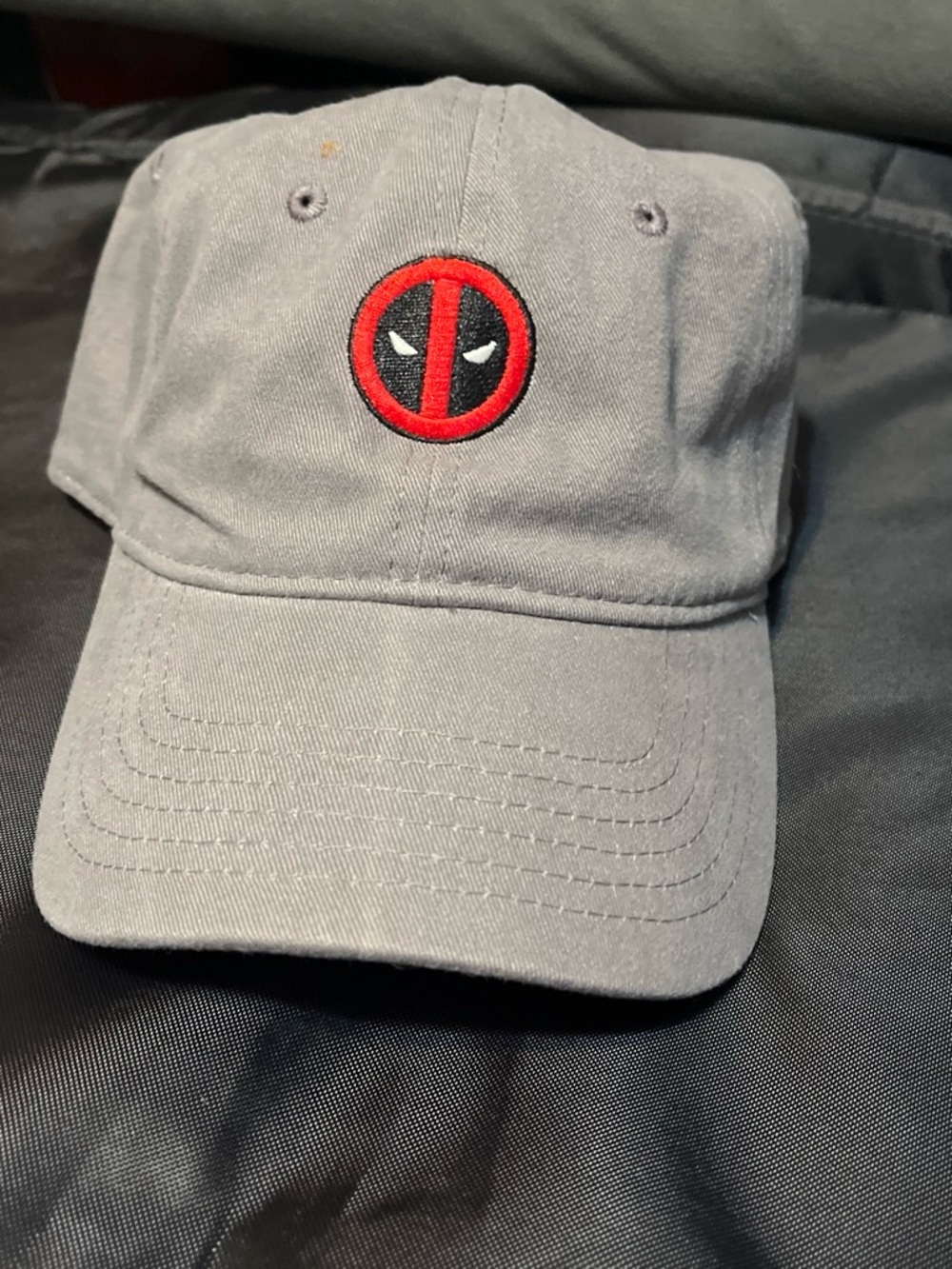 Marvel Gray Baseball Cap with Red Deadpool Logo